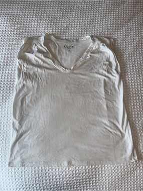 LOFT White V-Neck Tank Top